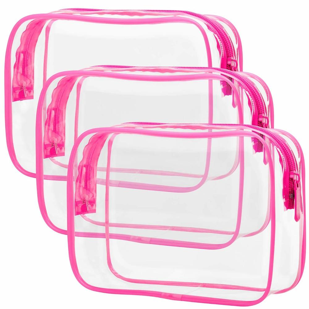 Tsa Approved Toiletry Bag - Peach Red Clear Makeup Bag With Supporting Frame,🐧